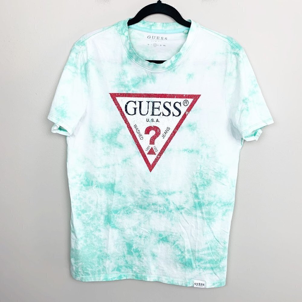 Guess Los Angeles Green Tie Dyed T-shirt Size Medium - Picture 1 of 5